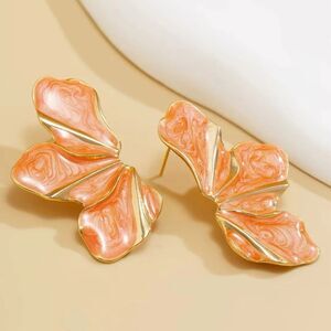 orange flower earrings A564